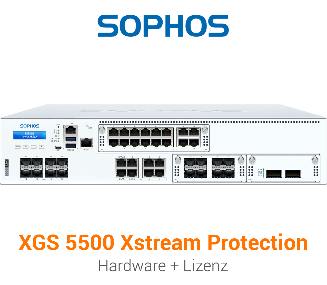 Sophos XGS 5500 Firewall Hardware + Xstream Protection Lizenz Vorderseite